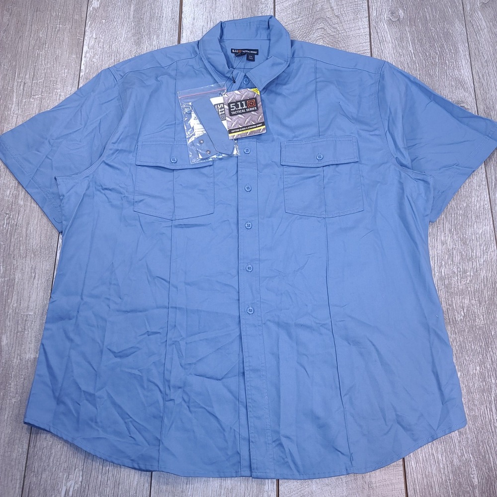 5.11 Tactical Station Shirt Mens 2XL Blue Cotton Class A Short Sleeve Uniform